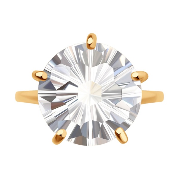 Кольцо из красного золота с горным хрусталём