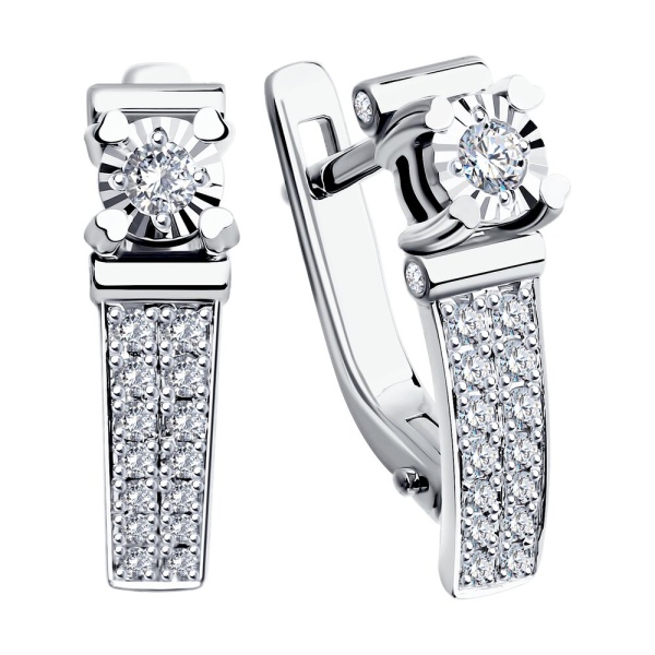 Серьги из белого золота с бриллиантами