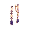 Серьги из красного золота с аметистами и эмалью