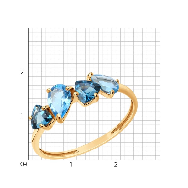 Кольцо из красного золота с топазами