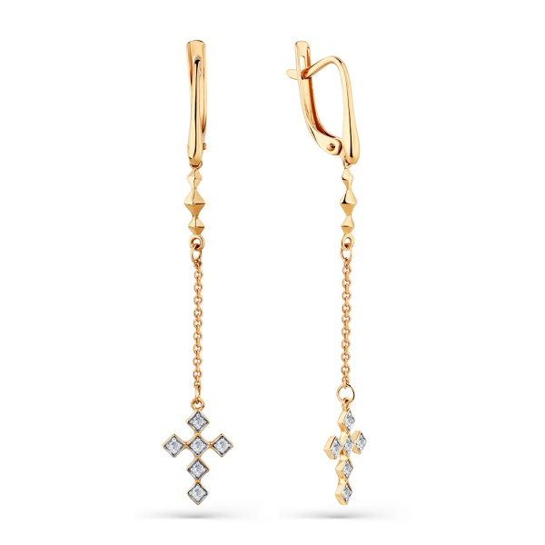 Серьги из красного золота с фианитами