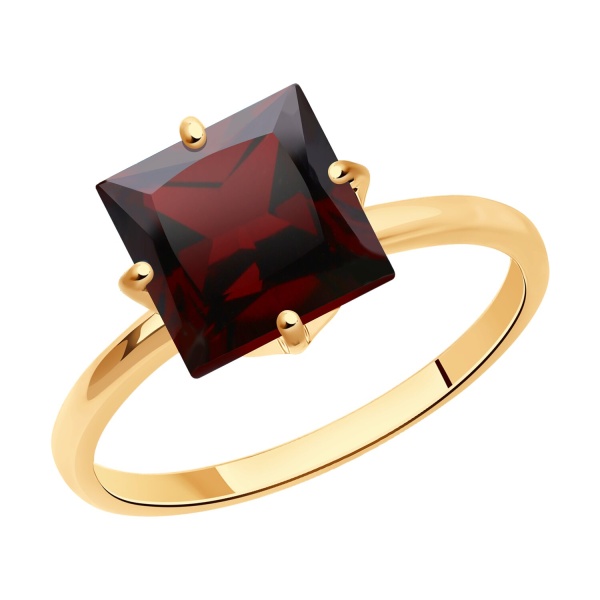 Кольцо из красного золота с гранатом