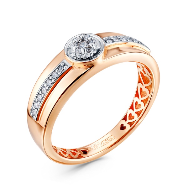 Кольцо из красного золота с бриллиантами