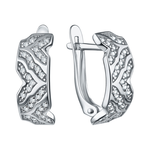 Серьги из серебра с фианитами
