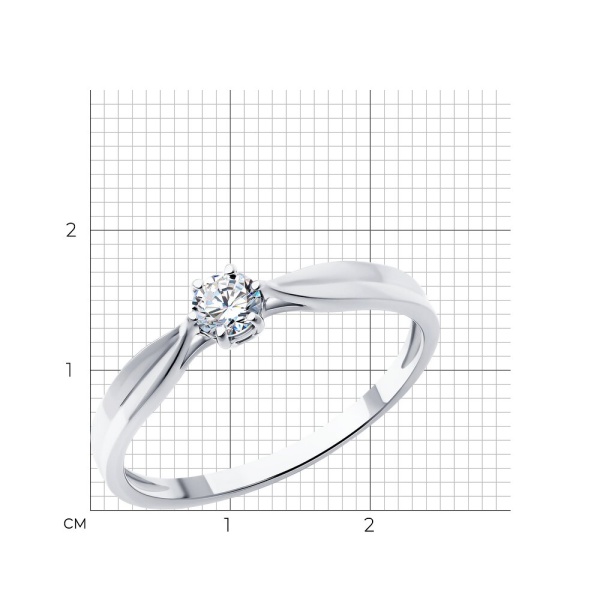 Кольцо из белого золота с выращенным бриллиантом