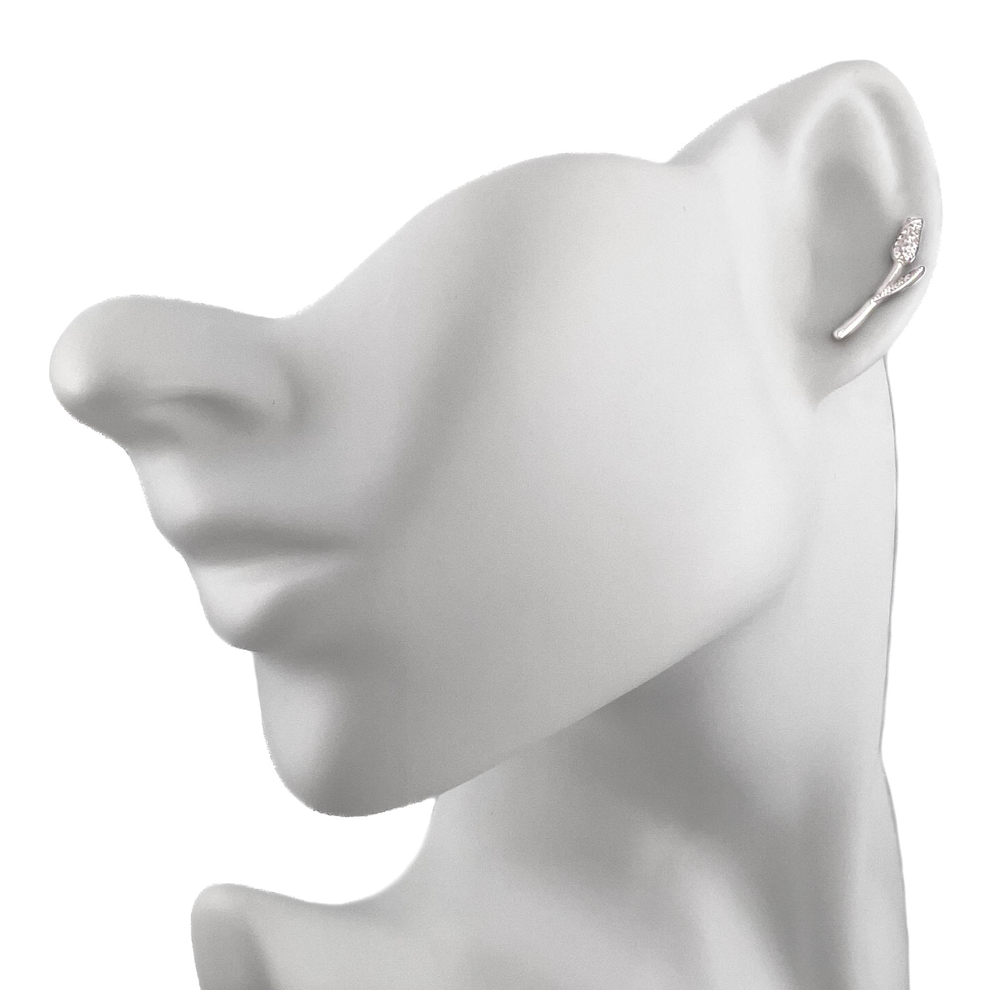 Серьги зажимы из серебра с цирконом