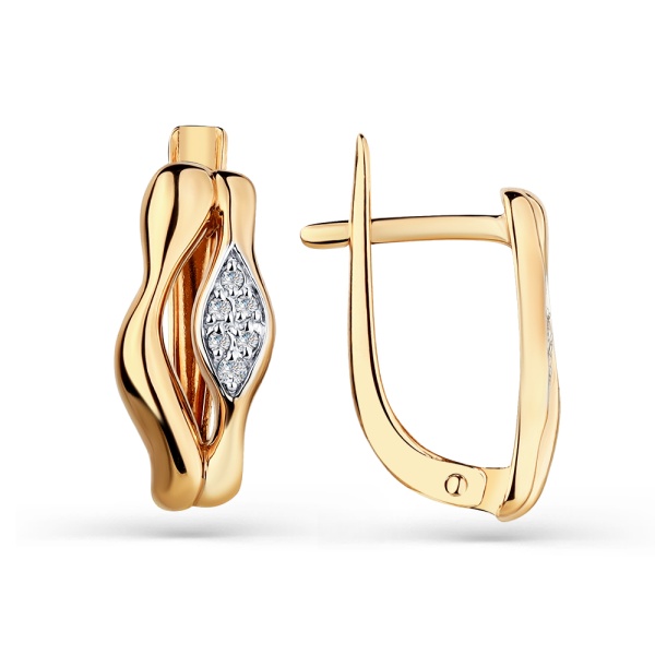 Серьги из красного золота с фианитами