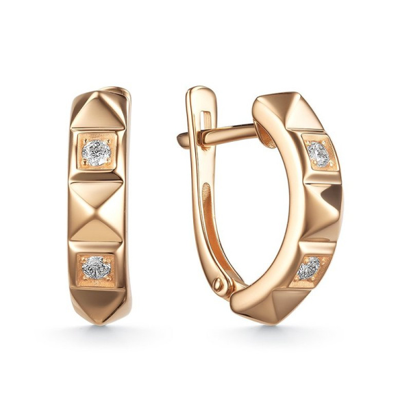 Серьги из красного золота с фианитами