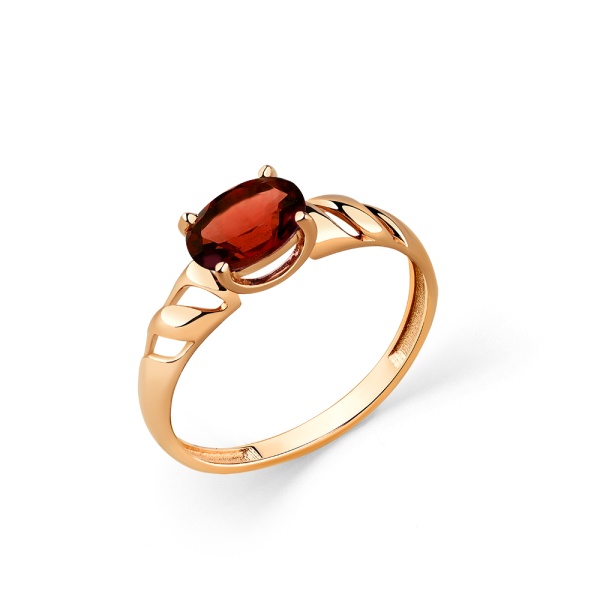 Кольцо из красного золота с гранатом