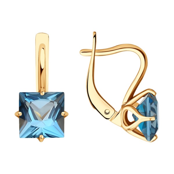 Серьги из красного золота с топазами