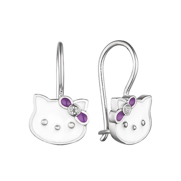 Серьги из серебра с фианитами и эмалью