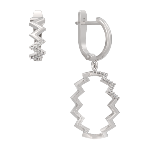 Серьги из серебра с фианитами