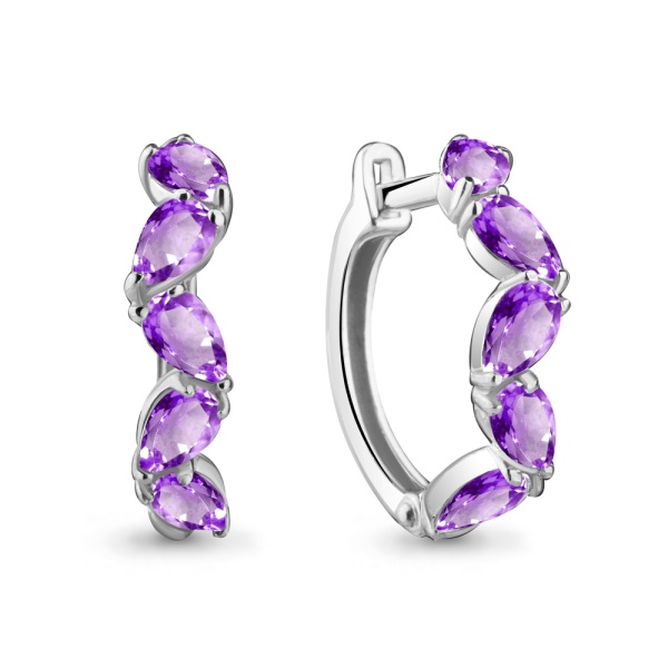 Серьги-конго из серебра с аметистами