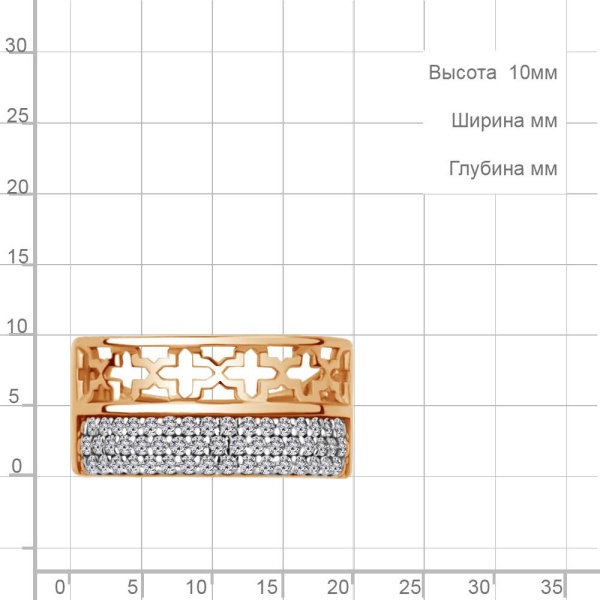 Кольцо из красного золота с фианитами