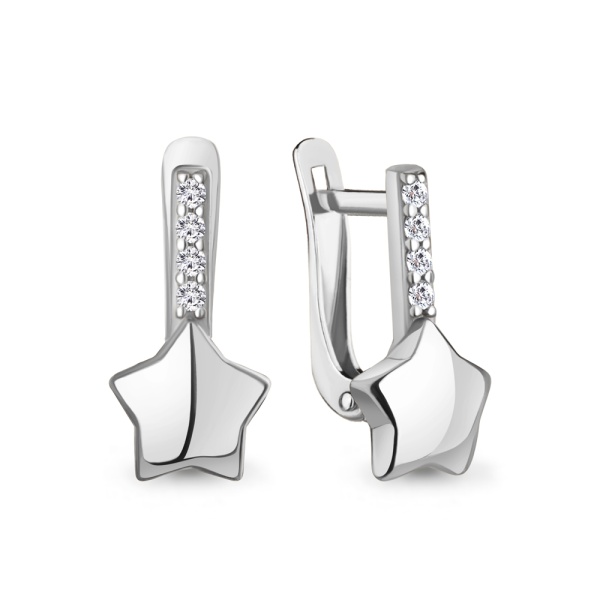 Серьги «Звезда» из серебра с фианитами