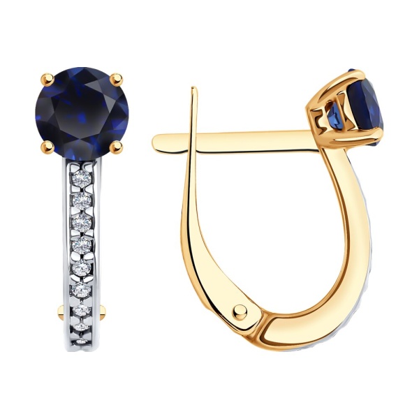 Серьги из серебра с корундами и фианитами