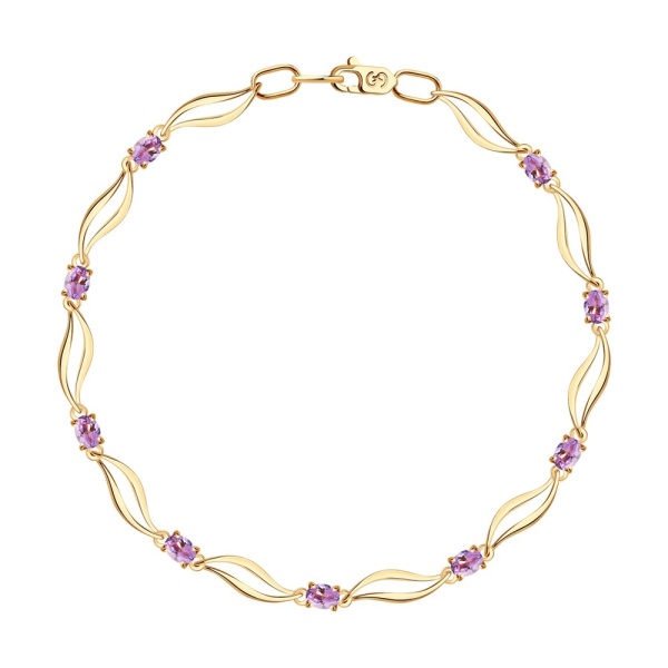 Браслет из красного золота с аметистами