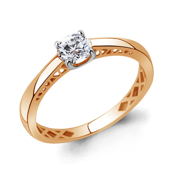 Кольцо из красного золота с фианитом