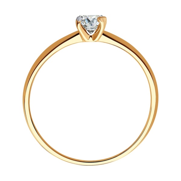 Кольцо из красного золота с фианитом