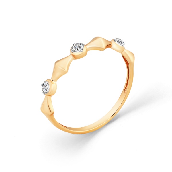 Кольцо из красного золота с фианитами