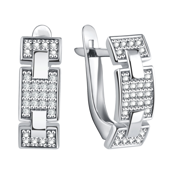 Серьги из серебра с фианитами
