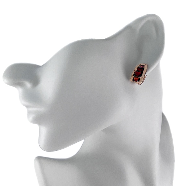 Серьги из золота с гранатом и фианитами