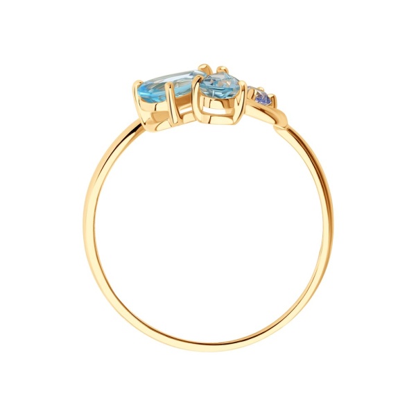 Кольцо из красного золота с топазами и фианитами