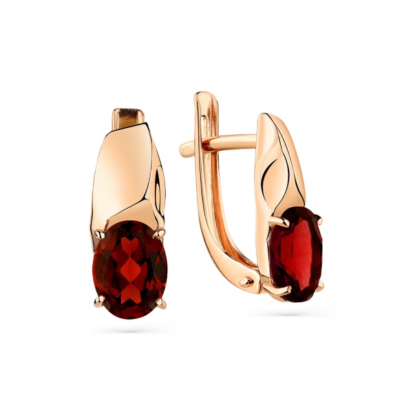 Серьги из красного золота с гранатами