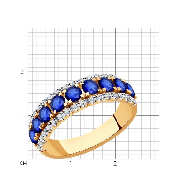Кольцо из золота с сапфирами и бриллиантами
