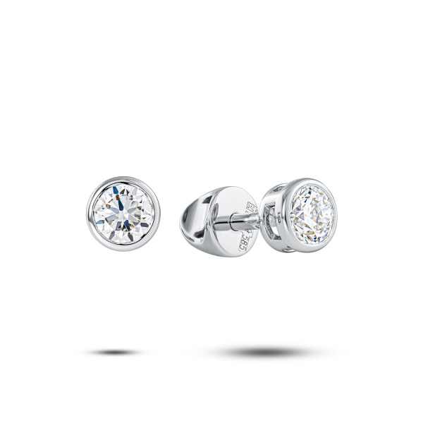 Серьги пусеты из белого золота с бриллиантами