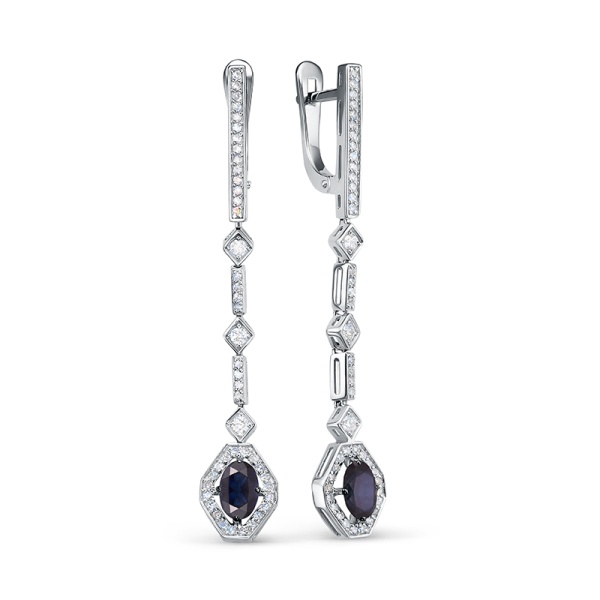 Серьги из белого золота с сапфирами и бриллиантами