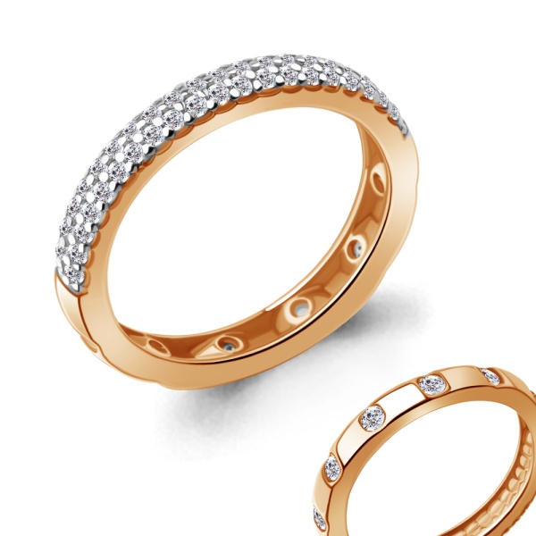 Кольцо из красного золота с фианитами