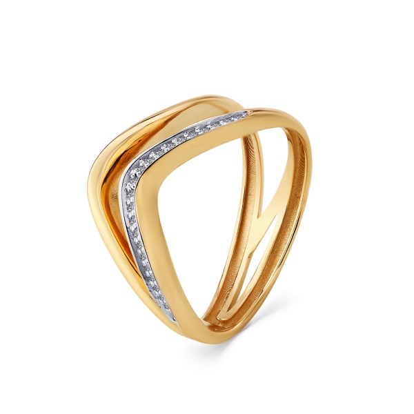 Кольцо из красного золота с фианитами