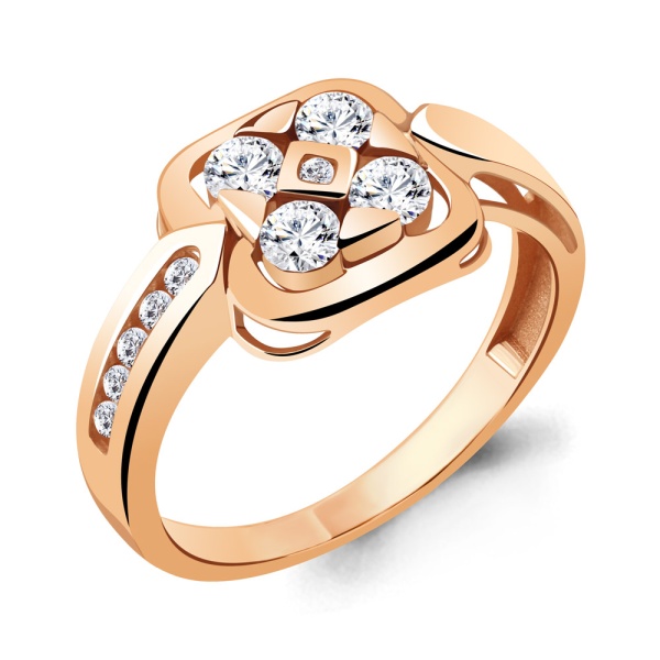 Кольцо из красного золота с фианитами