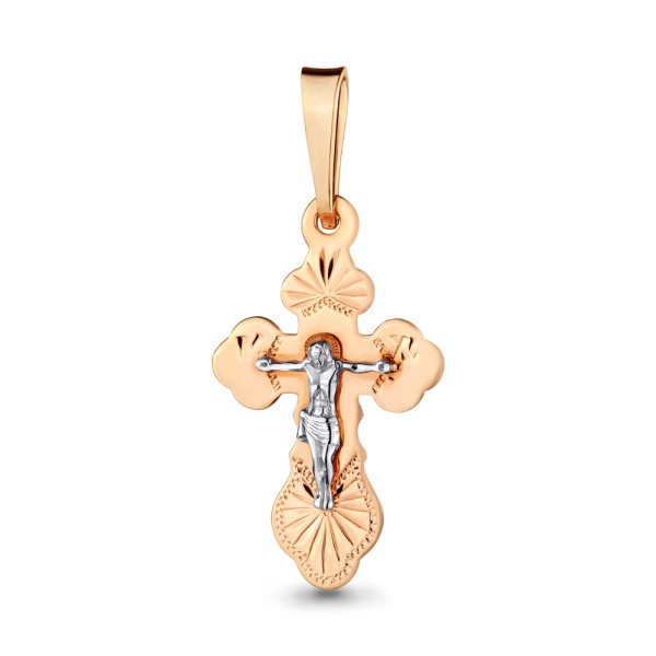 Крестик православный из комбинированного золота