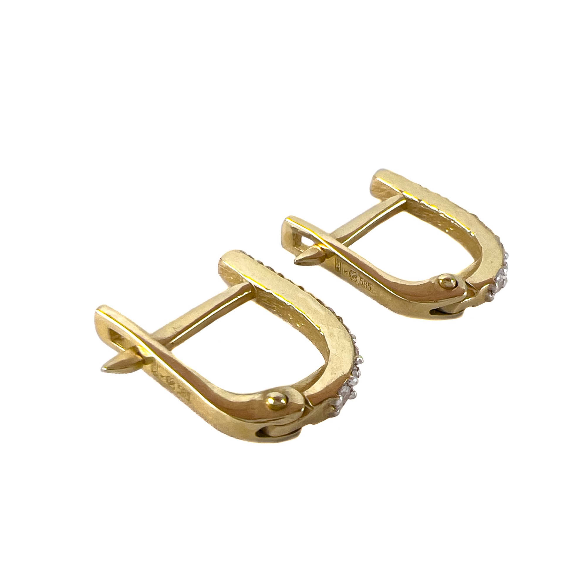 Серьги из желтого золота с фианитами