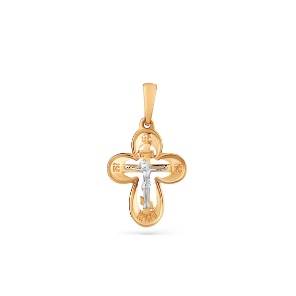 Крестик православный из комбинированного золота