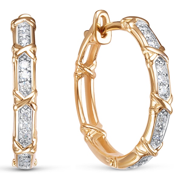 Серьги конго из красного золота с бриллиантами