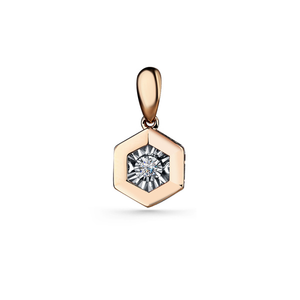 Подвеска из красного золота с танцующим бриллиантом