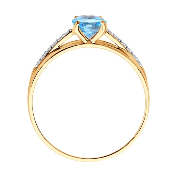 Кольцо из красного золота с топазом и фианитами