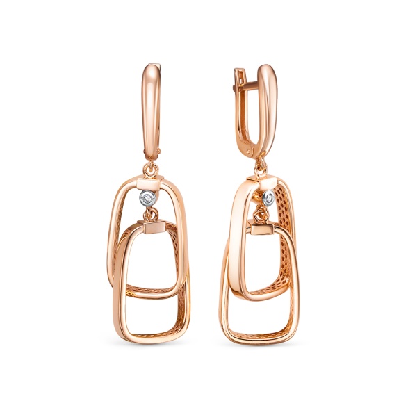 Серьги из красного золота с фианитами