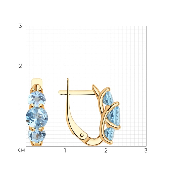 Серьги из красного золота с топазами