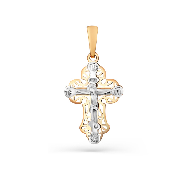 Крестик православный из комбинированного золота