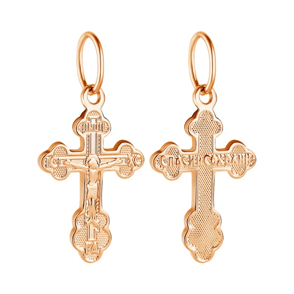 Крестик православный из красного золота