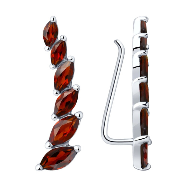 Серьги из серебра с гранатом