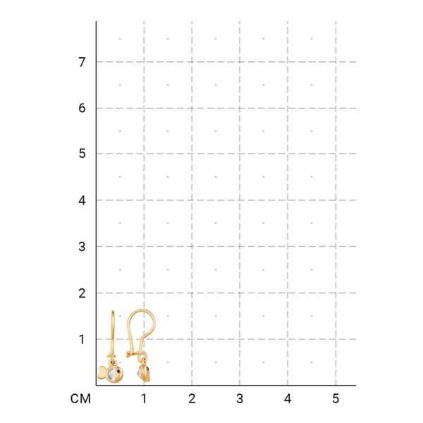 Серьги «Рыбки» из красного золота 585 пробы с фианитами