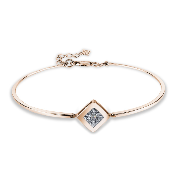 Браслет из красного золота с танцующим бриллиантом