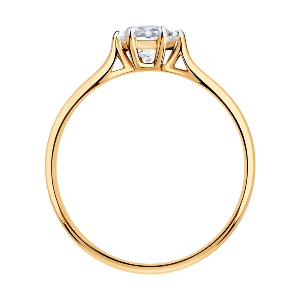 Кольцо из красного золота с фианитом