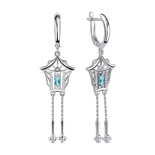 Серьги из серебра с фианитами