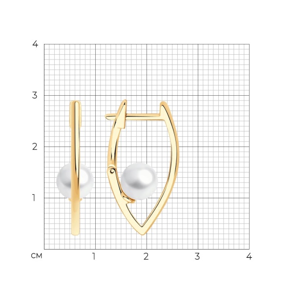 Серьги из красного золота с жемчугом
